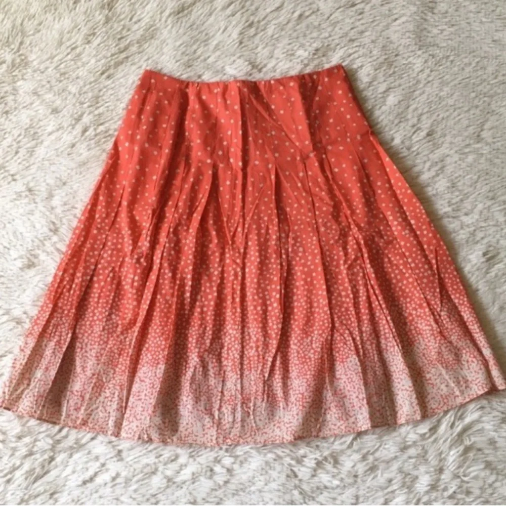 Jones Wear Orange and White Polka Dot Midi Skirt Size 4 Petite